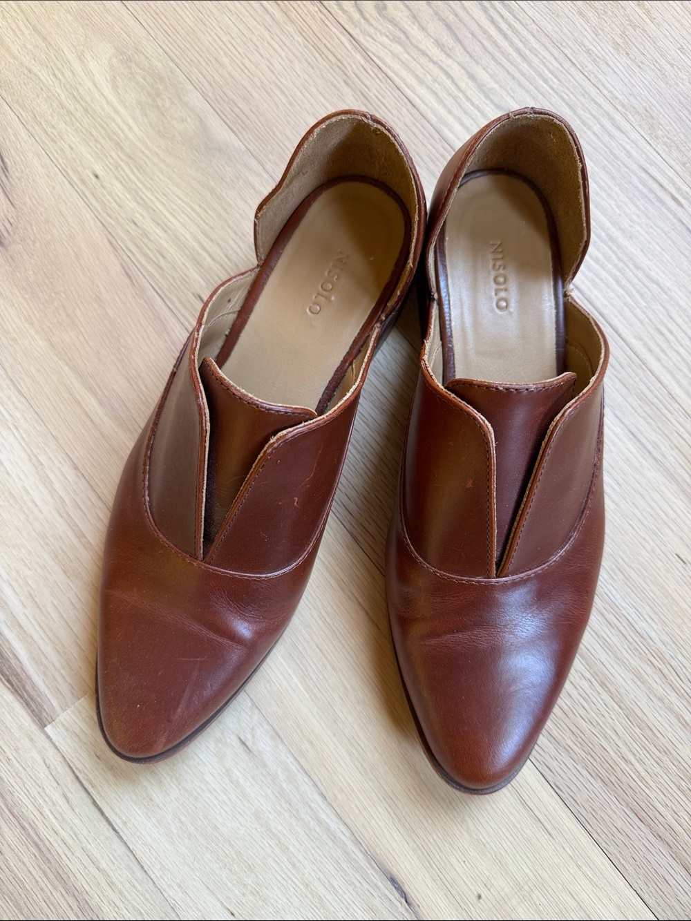 Nisolo Brown Leather Slip-On d’Orsay Oxfords